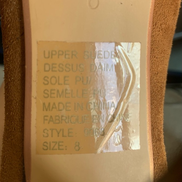 NWT Vintage 2000s Y2K Brown Suede Heels Fringe Boho Hippie Style Size 8 - Picture 10 of 10